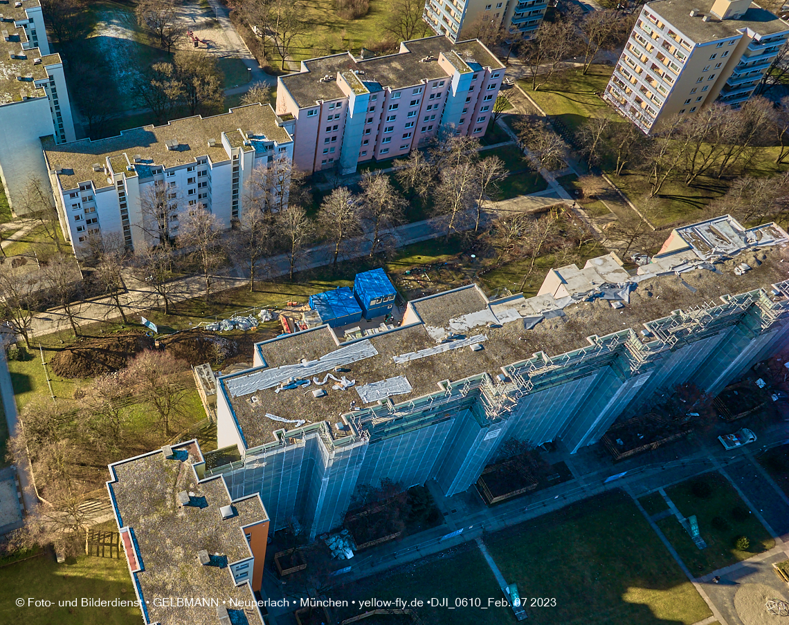 07.02.2023 - Luftbilder von der Sanierung in der Kurt-Eisner-Straße in Neuperlach